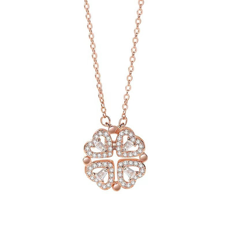 ❤️🍀 Lucky Heart Halskette – 2-in-1 Kleeblatt & Herz | Symbol für Liebe, Glück & Eleganz ✨