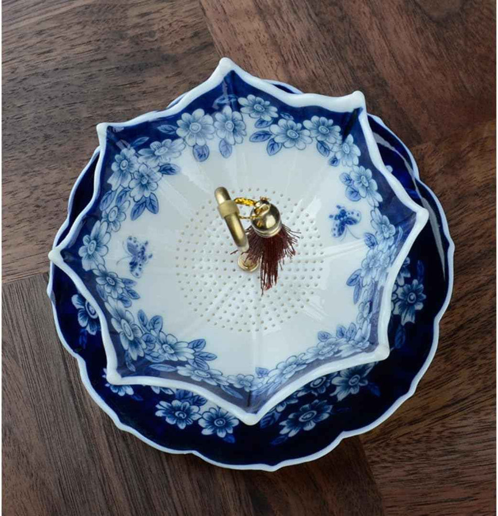 🏆Limited Time Sale 49% OFF☂️☕5 thousand years Blue and White Porcelain Umbrella Tea Infuser Set