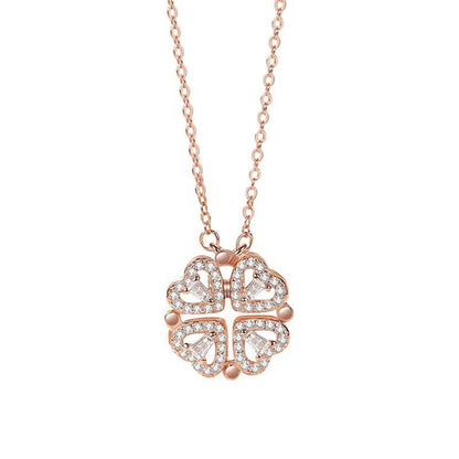 ❤️🍀 Lucky Heart Halskette – 2-in-1 Kleeblatt & Herz | Symbol für Liebe, Glück & Eleganz ✨