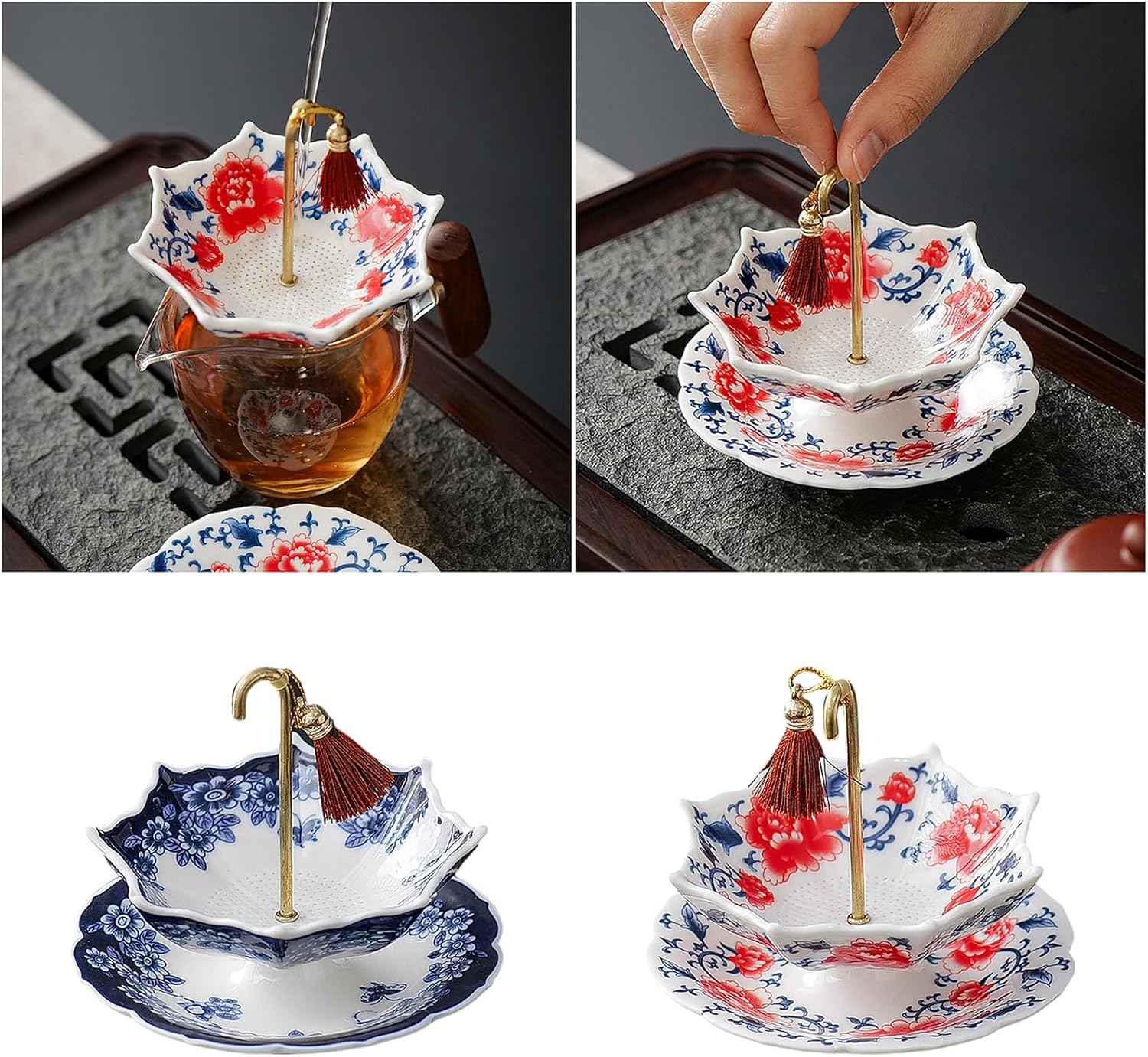 🏆Limited Time Sale 49% OFF☂️☕5 thousand years Blue and White Porcelain Umbrella Tea Infuser Set
