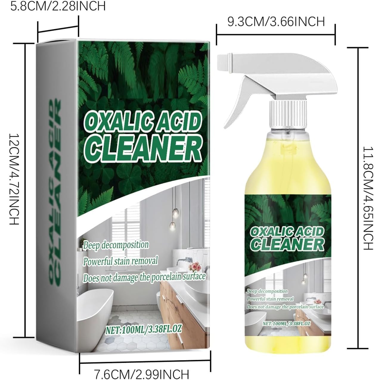 Oxalic Acid Cleaner Spray for Rust, Hard Water Marks & Tough Stains
