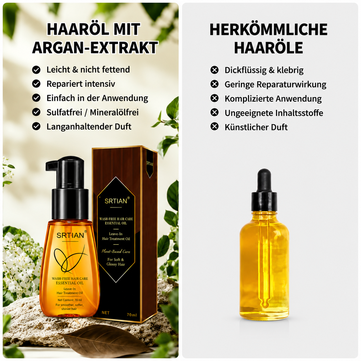 🔥 Nur heute: 50% Rabatt + extra sparen beim Kauf mehrerer Artikel! Argan Extract Hair Oil 70 ml – 100% reine, rohe & natürliche Mischung mit Kokosöl