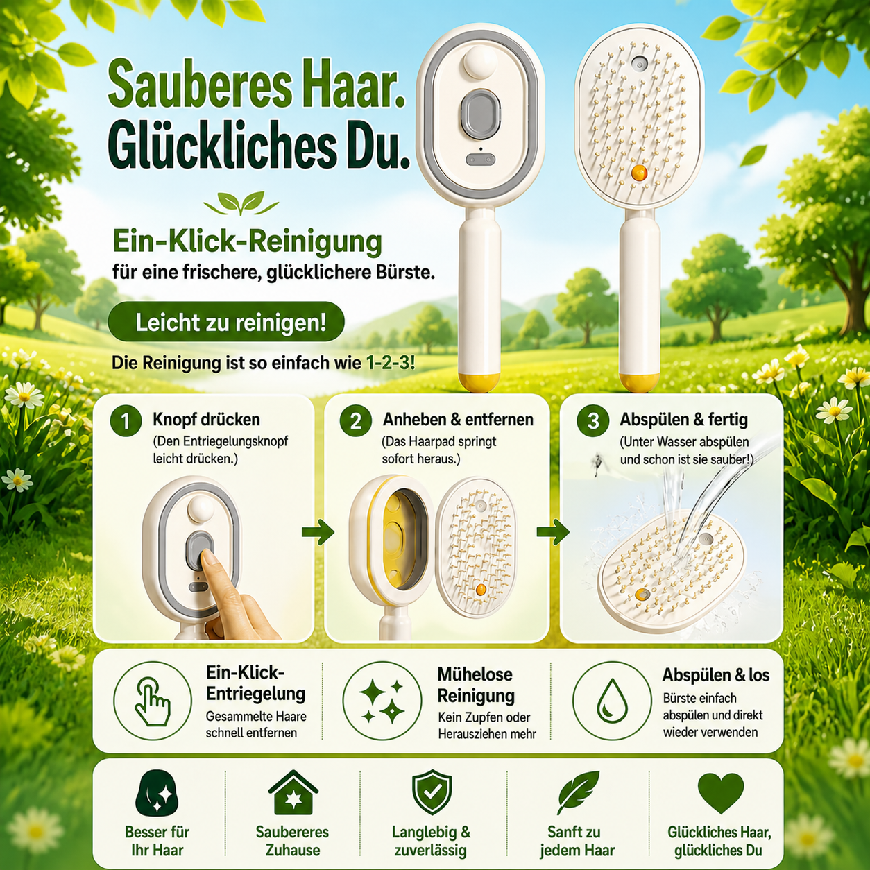 🔥 Nectavira® 3-in-1 Kopfhaut-Massagebürste mit Sprühnebel & Aromaöl-Funktion