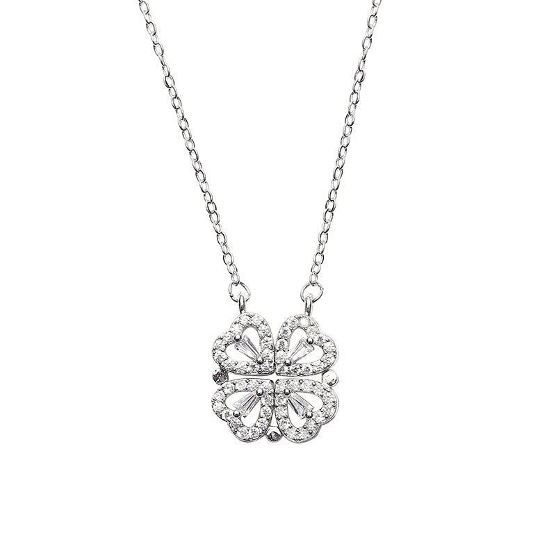 ❤️🍀 Lucky Heart Halskette – 2-in-1 Kleeblatt & Herz | Symbol für Liebe, Glück & Eleganz ✨