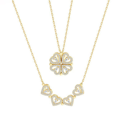 ❤️🍀 Lucky Heart Halskette – 2-in-1 Kleeblatt & Herz | Symbol für Liebe, Glück & Eleganz ✨