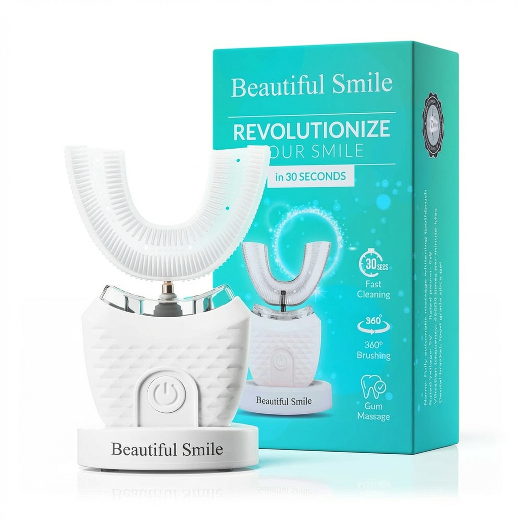 BRUSH 360° – Ultrasonic U-Shaped Electric Toothbrush for Adults | 3 Modes Teeth Whitening | 30-Second Full Mouth Clean