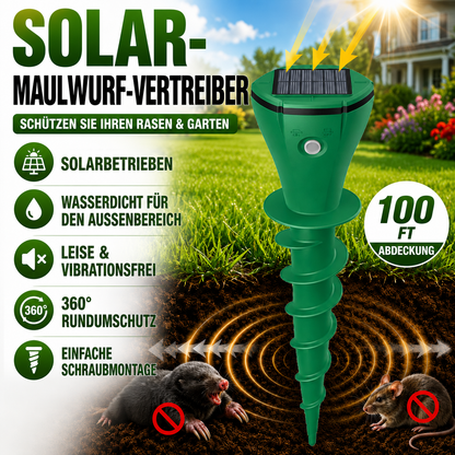 🔥 Vodlans™ Solarbetriebener, wasserfester Maulwurfvertreiber mit Erdspieß