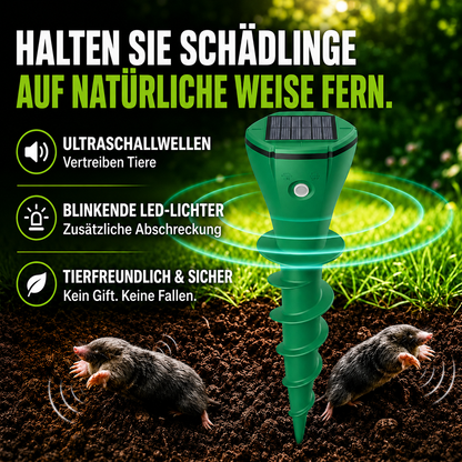 🔥 Vodlans™ Solarbetriebener, wasserfester Maulwurfvertreiber mit Erdspieß