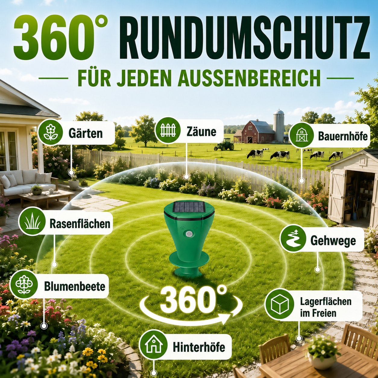🔥 Vodlans™ Solarbetriebener, wasserfester Maulwurfvertreiber mit Erdspieß