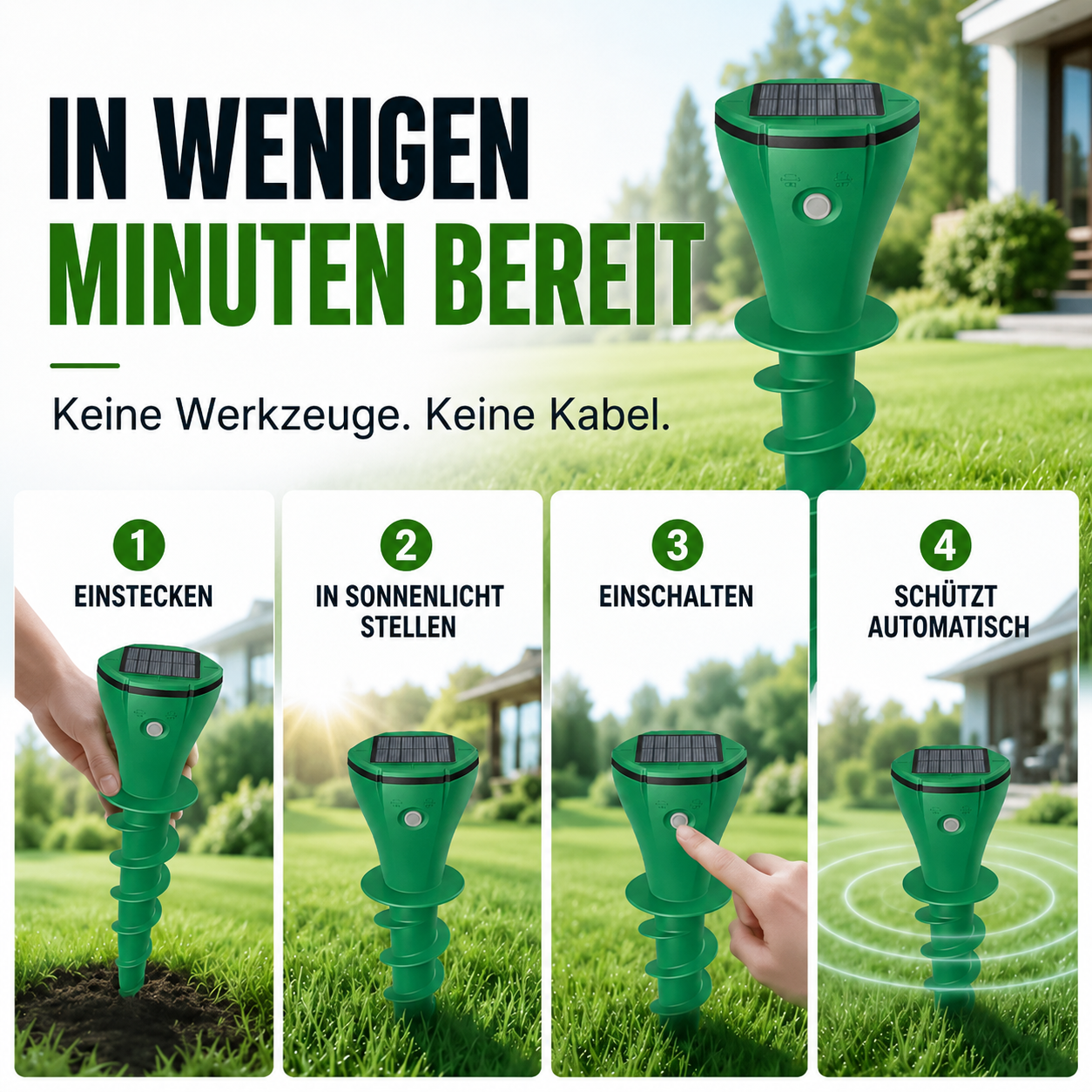 🔥 Vodlans™ Solarbetriebener, wasserfester Maulwurfvertreiber mit Erdspieß