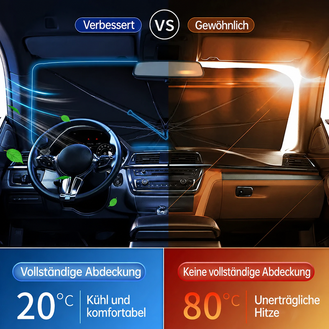🌞 50 % Rabatt 🌈 Faltbarer Auto-Sonnenschutz für die Windschutzscheibe