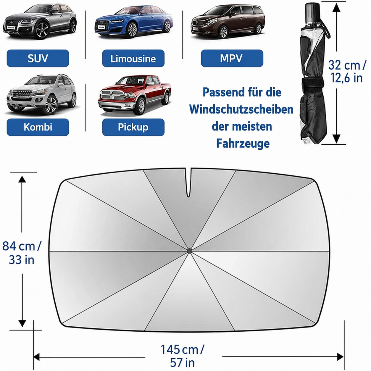 🌞 50 % Rabatt 🌈 Faltbarer Auto-Sonnenschutz für die Windschutzscheibe
