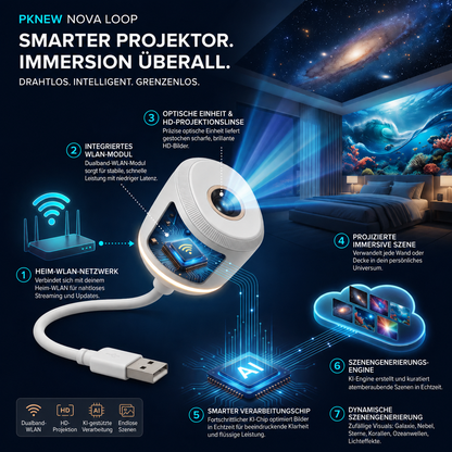 🌘 Nectavira® 5D Hologramm-Nachtlicht – Smarter HD-Projektor für magische Raumstimmung