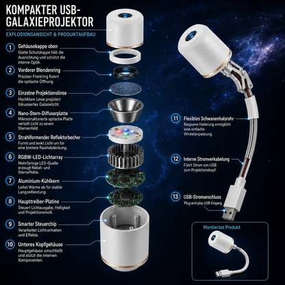 🌘 Nectavira® 5D Hologramm-Nachtlicht – Smarter HD-Projektor für magische Raumstimmung