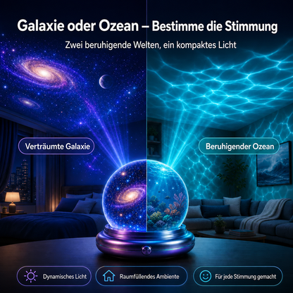 🌘 Nectavira® 5D Hologramm-Nachtlicht – Galaxie & Ozean Projektor