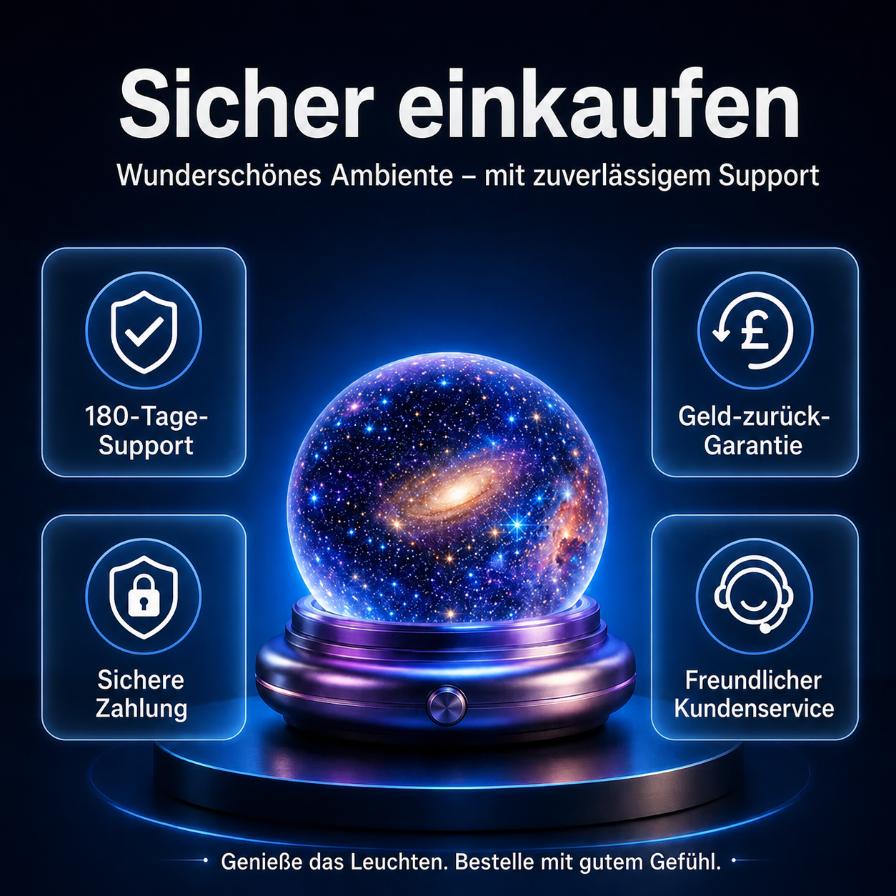 🌘 Nectavira® 5D Hologramm-Nachtlicht – Galaxie & Ozean Projektor