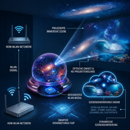 🌘 Nectavira® 5D Hologramm-Nachtlicht – Galaxie & Ozean Projektor