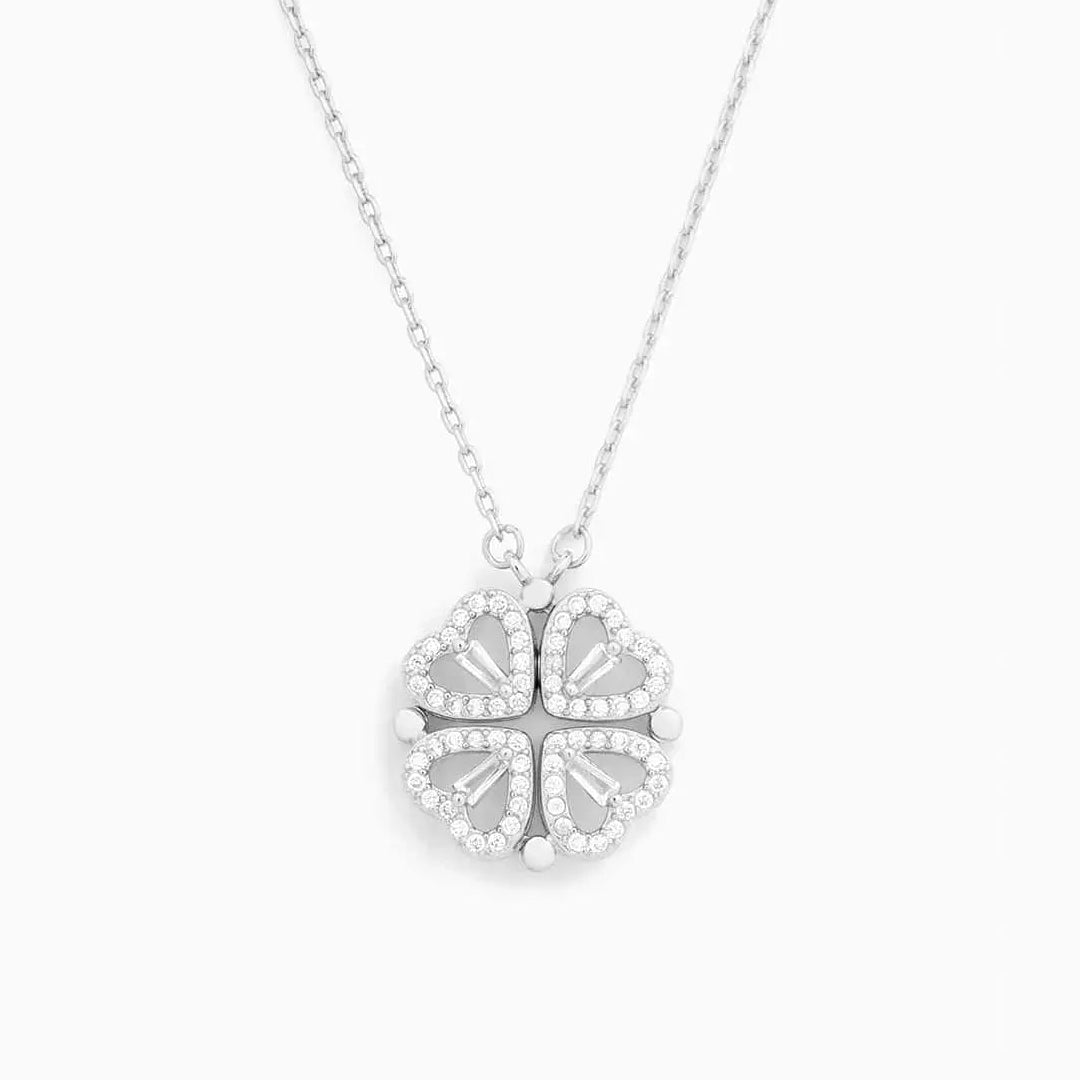 ❤️🍀 Lucky Heart Halskette – 2-in-1 Kleeblatt & Herz | Symbol für Liebe, Glück & Eleganz ✨
