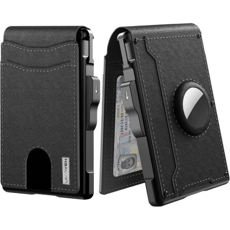 Minimalist Slim Wallet for Men – Holds 9–13 Cards, RFID Blocking Aluminum Bifold with Pop-Up Card Access, Built-In Money Clip & ID Window