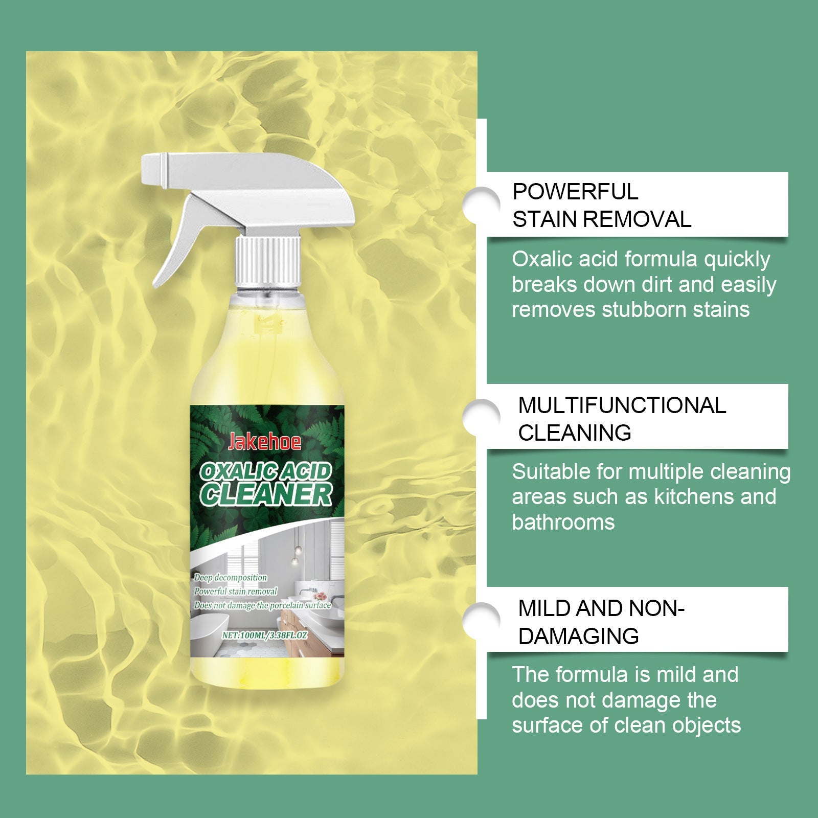 Oxalic Acid Cleaner Spray for Rust, Hard Water Marks & Tough Stains