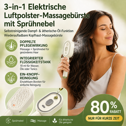🔥 Nectavira® 3-in-1 Kopfhaut-Massagebürste mit Sprühnebel & Aromaöl-Funktion