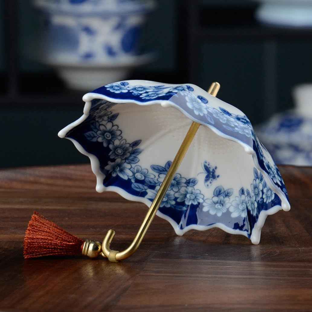 🏆Limited Time Sale 49% OFF☂️☕5 thousand years Blue and White Porcelain Umbrella Tea Infuser Set