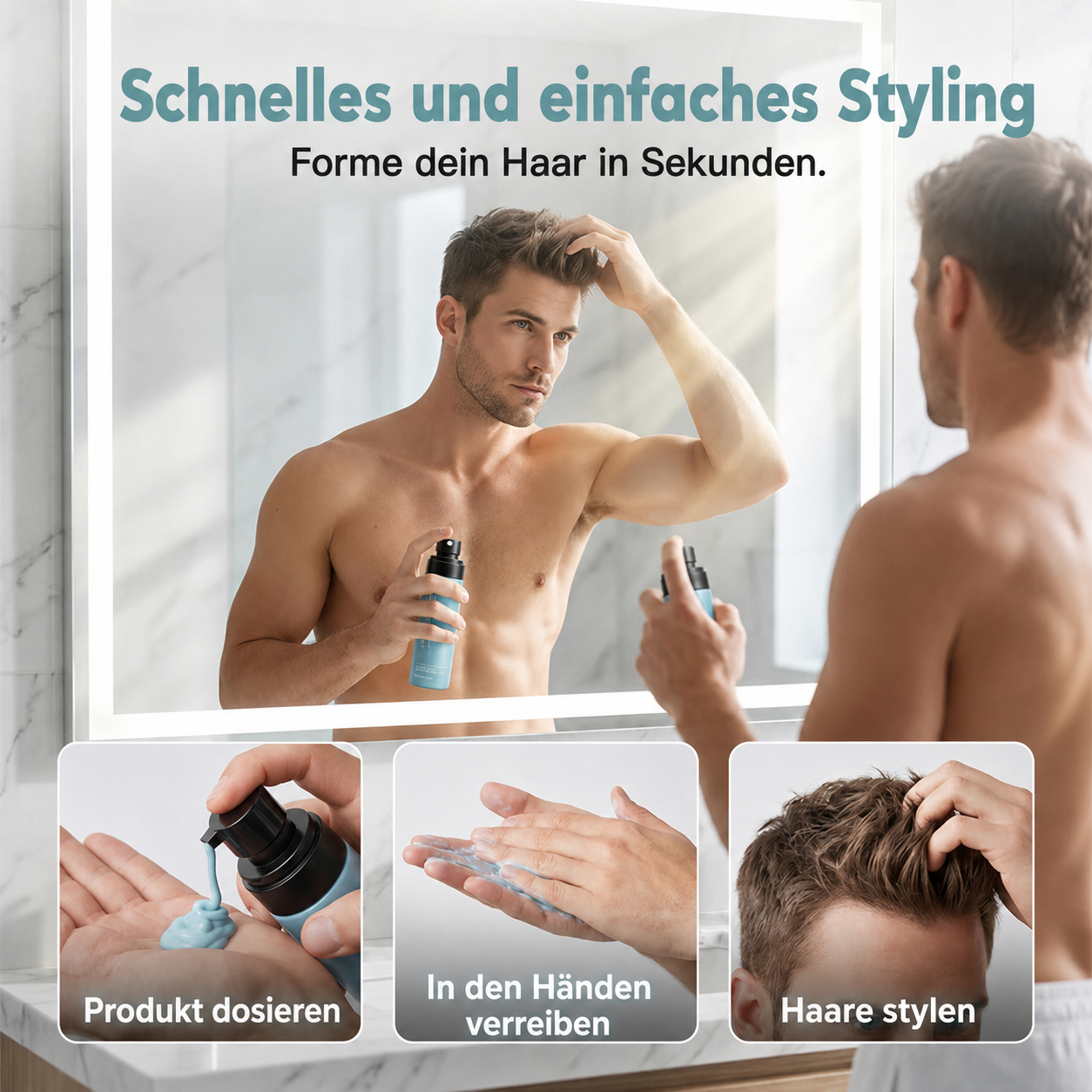 Schnelltrocknendes mattes Styling-Mud-Spray für Herren
