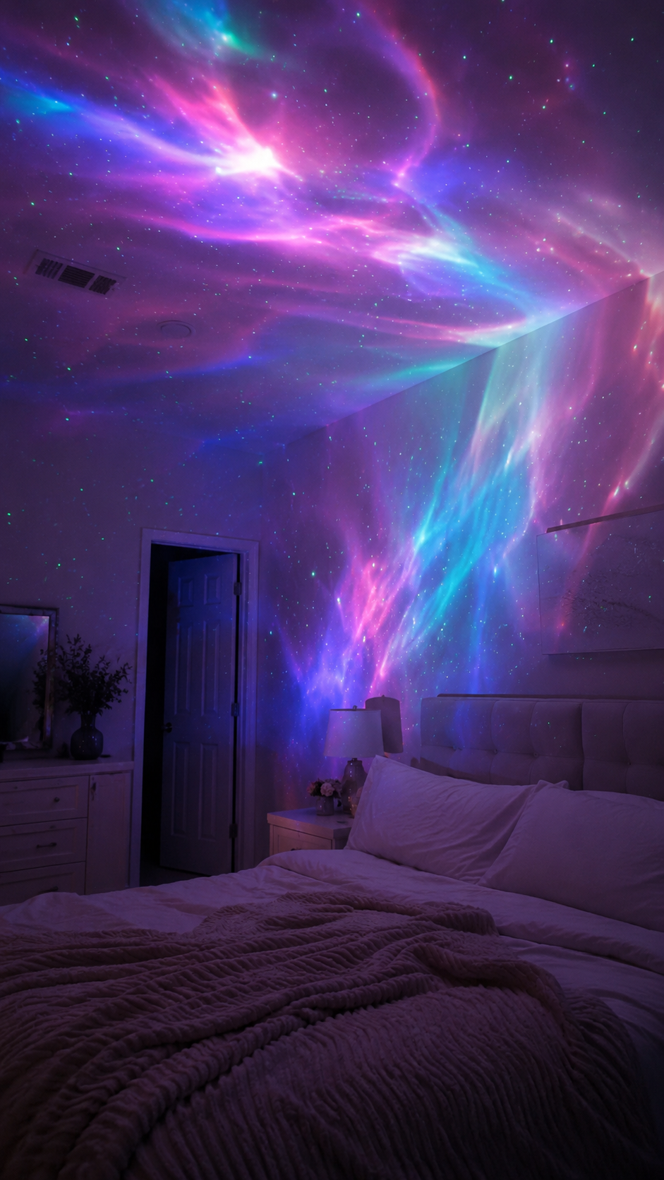 Sternenhimmel Projektion im Schlafzimmer