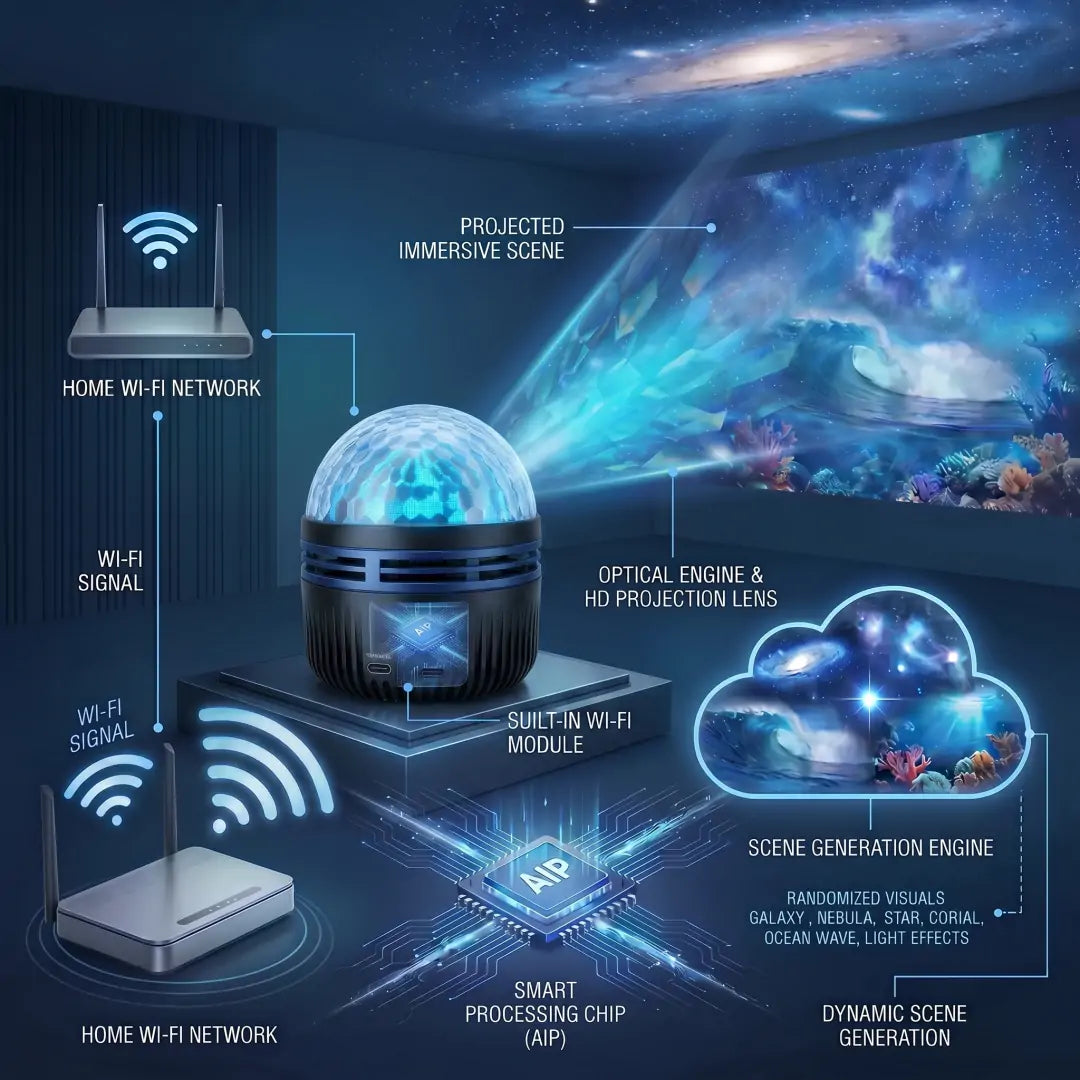💎Official Store | SCNDR® 360° Smart Holographic Starry Sky Projector (HD Smart Dynamic 5D)🍄