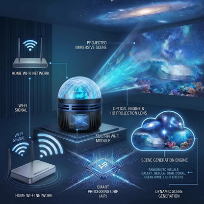 💎Official Store | SCNDR® 360° Smart Holographic Starry Sky Projector (HD Smart Dynamic 5D)🍄