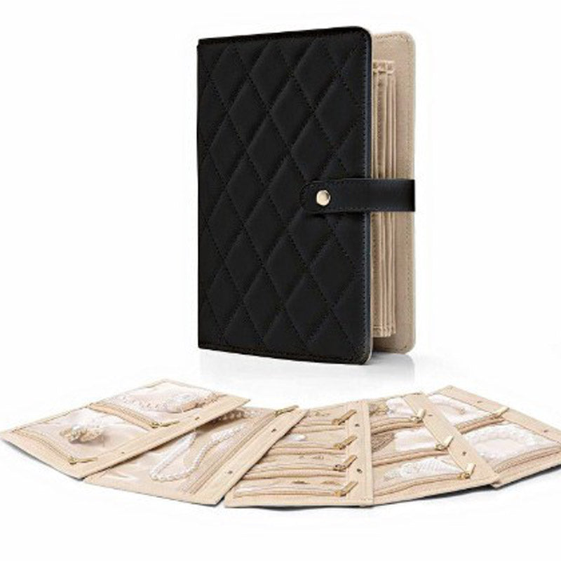 ✨ Checkered Jewelry Bag – Elegant Travel Jewelry Organizer & Portable Storage Case