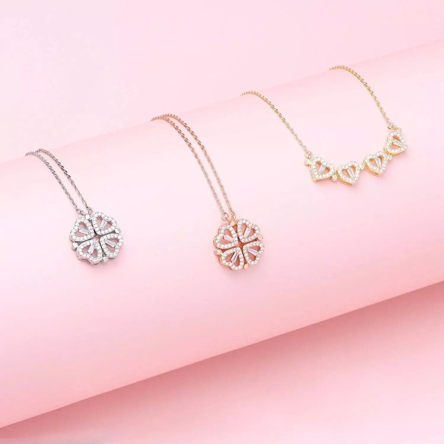 ❤️🍀 Lucky Heart Halskette – 2-in-1 Kleeblatt & Herz | Symbol für Liebe, Glück & Eleganz ✨